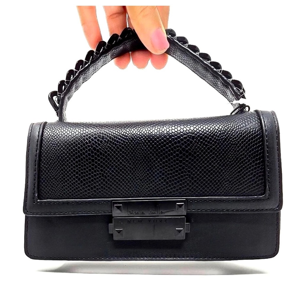 Nicole Miller New York Black Lizard Embossed Top Handle Bag‎ HBNM-323-00046-26